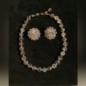 Vintage faceted glass clear crystal set